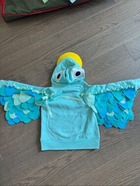 Amazon Light Blue Parrot Wing Kids Costume Hoodie with Yellow Beak